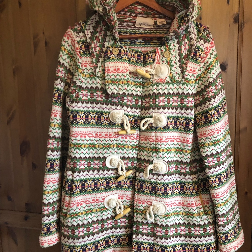 Sparrow Colorful Patterned Sweater  lambswool Jacket M exc cond cozy & stylish